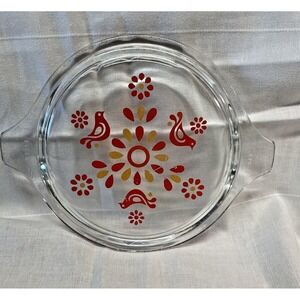 Vtg Pyrex Glass Casserole Cover Replacement Lid Only Friendship Birds 471-C-1